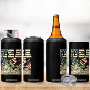 USA Legacy of Freedom 4 in 1 Can Cooler Tumbler Patriotic Statue of Liberty Bald Eagle Mount Rushmore Graphic TS02 Print Your Wear