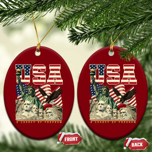 USA Legacy of Freedom Ceramic Ornament Patriotic Statue of Liberty Bald Eagle Mount Rushmore Graphic TS02 Print Your Wear