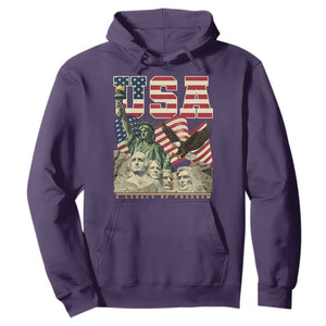 USA Legacy of Freedom Hoodie Patriotic Statue of Liberty Bald Eagle Mount Rushmore Graphic TS02 Purple Print Your Wear