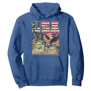 USA Legacy of Freedom Hoodie Patriotic Statue of Liberty Bald Eagle Mount Rushmore Graphic TS02 Royal Blue Print Your Wear