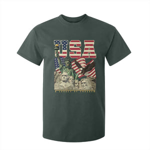 USA Legacy of Freedom T Shirt For Kid Patriotic Statue of Liberty Bald Eagle Mount Rushmore Graphic TS02 Dark Forest Green Print Your Wear