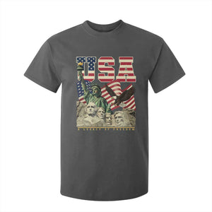 USA Legacy of Freedom T Shirt For Kid Patriotic Statue of Liberty Bald Eagle Mount Rushmore Graphic TS02 Dark Heather Print Your Wear