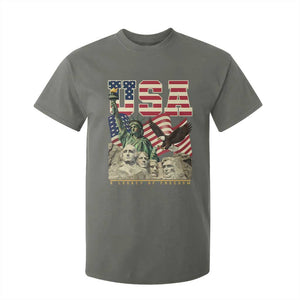 USA Legacy of Freedom T Shirt For Kid Patriotic Statue of Liberty Bald Eagle Mount Rushmore Graphic TS02 Military Green Print Your Wear