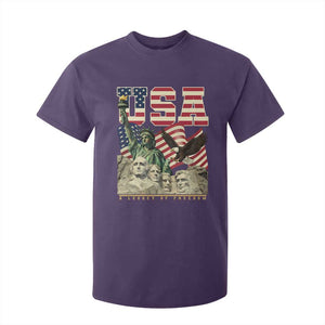 USA Legacy of Freedom T Shirt For Kid Patriotic Statue of Liberty Bald Eagle Mount Rushmore Graphic TS02 Purple Print Your Wear