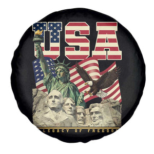 USA Legacy of Freedom Spare Tire Cover Patriotic Statue of Liberty Bald Eagle Mount Rushmore Graphic TS02 Print Your Wear