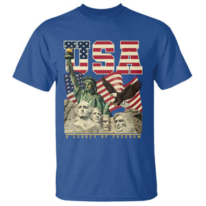 USA Legacy of Freedom T Shirt Patriotic Statue of Liberty Bald Eagle Mount Rushmore Graphic TS02 Royal Blue Print Your Wear