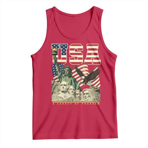 USA Legacy of Freedom Tank Top Patriotic Statue of Liberty Bald Eagle Mount Rushmore Graphic TS02 Red Print Your Wear