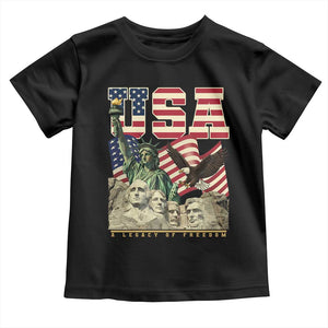 USA Legacy of Freedom Toddler T Shirt Patriotic Statue of Liberty Bald Eagle Mount Rushmore Graphic TS02 Black Print Your Wear