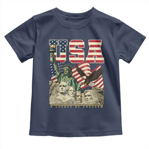 USA Legacy of Freedom Toddler T Shirt Patriotic Statue of Liberty Bald Eagle Mount Rushmore Graphic TS02 Navy Print Your Wear