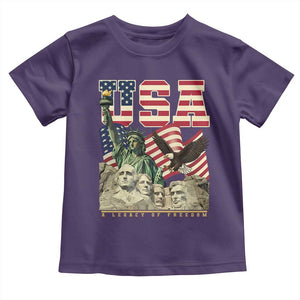 USA Legacy of Freedom Toddler T Shirt Patriotic Statue of Liberty Bald Eagle Mount Rushmore Graphic TS02 Purple Print Your Wear