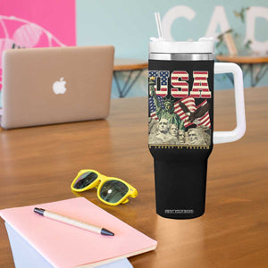 USA Legacy of Freedom Tumbler With Handle Patriotic Statue of Liberty Bald Eagle Mount Rushmore Graphic TS02 Print Your Wear