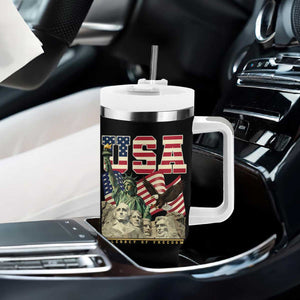 USA Legacy of Freedom Tumbler With Handle Patriotic Statue of Liberty Bald Eagle Mount Rushmore Graphic TS02 Print Your Wear