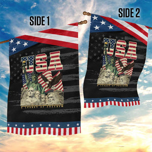 USA Legacy of Freedom Garden Flag Patriotic Statue of Liberty Bald Eagle Mount Rushmore Graphic TS02 Print Your Wear