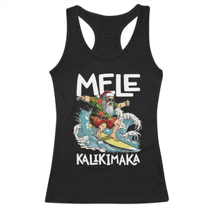 Christmas in Hawaii Racerback Tank Top Mele Kalikimaka Hawaiian Tropical Surfing Santa TS02 Black Print Your Wear