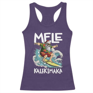 Christmas in Hawaii Racerback Tank Top Mele Kalikimaka Hawaiian Tropical Surfing Santa TS02 Purple Print Your Wear