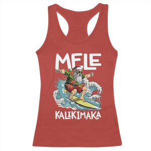 Christmas in Hawaii Racerback Tank Top Mele Kalikimaka Hawaiian Tropical Surfing Santa TS02 Red Print Your Wear