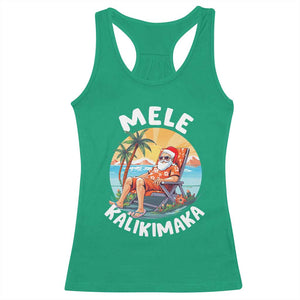 Christmas in Hawaii Racerback Tank Top Mele Kalikimaka Hawaiian Tropical Sunbath Santa TS02 Irish Green Print Your Wear