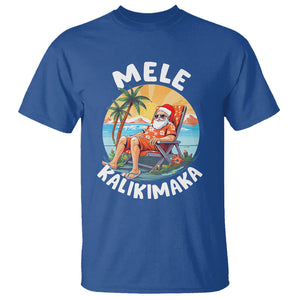 Mele Kalikimaka Tropical Hawaiian Christmas in Hawaii Sunbath Santa T Shirt TS02 Royal Blue Printyourwear