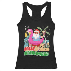 Christmas in Hawaii Racerback Tank Top Mele Kalikimaka Hawaiian Tropical Beach Santa TS02 Black Print Your Wear