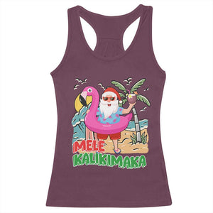 Christmas in Hawaii Racerback Tank Top Mele Kalikimaka Hawaiian Tropical Beach Santa TS02 Maroon Print Your Wear