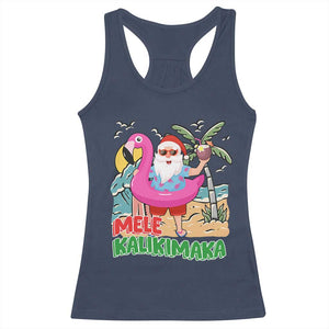 Christmas in Hawaii Racerback Tank Top Mele Kalikimaka Hawaiian Tropical Beach Santa TS02 Navy Print Your Wear