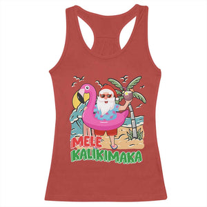 Christmas in Hawaii Racerback Tank Top Mele Kalikimaka Hawaiian Tropical Beach Santa TS02 Red Print Your Wear