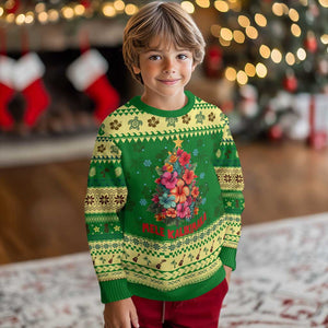 Xmas in Hawaii Ugly Christmas Sweater Mele Kalikimaka Tropical Hawaiian Hibiscus TS02 Forest Print Your Wear