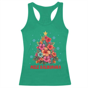 Christmas in Hawaii Racerback Tank Top Mele Kalikimaka Tropical Hawaiian Hibiscus TS02 Irish Green Print Your Wear