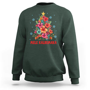 Tropical Hawaiian Hibiscus Christmas Tree Mele Kalikimaka Sweatshirt TS02 Dark Forest Green Printyourwear