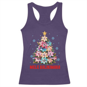 Christmas in Hawaii Racerback Tank Top Mele Kalikimaka Tropical Hawaiian Plumeria TS02 Purple Print Your Wear