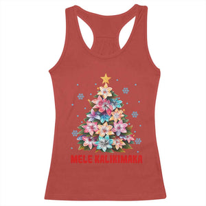 Christmas in Hawaii Racerback Tank Top Mele Kalikimaka Tropical Hawaiian Plumeria TS02 Red Print Your Wear
