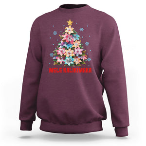 Tropical Hawaiian Plumeria Christmas Tree Mele Kalikimaka Sweatshirt TS02 Maroon Printyourwear