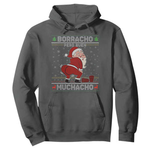 Funny Drunk Mexican Santa Hoodie Borracho Pero Buen Muchacho Good Guy in Spanish TS02 Dark Heather Print Your Wear