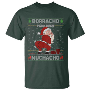 Funny Drunk Mexican Santa T Shirt Borracho Pero Buen Muchacho Good Guy in Spanish TS02 Dark Forest Green Print Your Wear