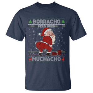 Funny Drunk Mexican Santa T Shirt Borracho Pero Buen Muchacho Good Guy in Spanish TS02 Navy Print Your Wear