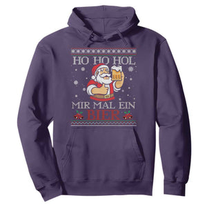 Funny Mexican Santa Drinking Hoodie Ho Ho Hol Mir Mal Ein Bier Hold Me A Beer Xmas Party TS02 Purple Print Your Wear