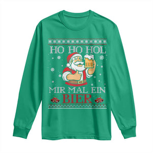 Funny Mexican Santa Drinking Long Sleeve Shirt Ho Ho Hol Mir Mal Ein Bier Hold Me A Beer Xmas Party TS02 Irish Green Print Your Wear