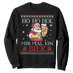 Funny Mexican Santa Drinking Sweatshirt Ho Ho Hol Mir Mal Ein Bier Hold Me A Beer Xmas Party TS02 Black Print Your Wear