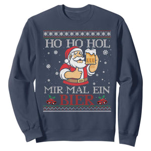 Funny Mexican Santa Drinking Sweatshirt Ho Ho Hol Mir Mal Ein Bier Hold Me A Beer Xmas Party TS02 Navy Print Your Wear