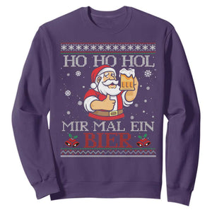 Funny Mexican Santa Drinking Sweatshirt Ho Ho Hol Mir Mal Ein Bier Hold Me A Beer Xmas Party TS02 Purple Print Your Wear