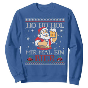 Funny Mexican Santa Drinking Sweatshirt Ho Ho Hol Mir Mal Ein Bier Hold Me A Beer Xmas Party TS02 Royal Blue Print Your Wear