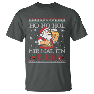 Funny Mexican Santa Drinking T Shirt Ho Ho Hol Mir Mal Ein Bier Hold Me A Beer Xmas Party TS02 Dark Heather Print Your Wear