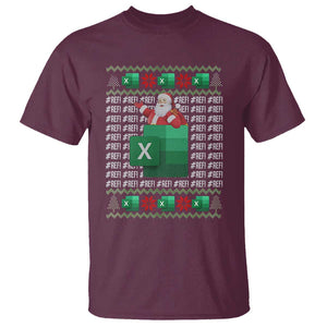 Funny Christmas Accountant T Shirt Excel REF Error Spreadsheet Santa Gift TS02 Maroon Print Your Wear