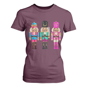 Christmas Nutcracker T Shirt For Women Sequin Sparklle Festive Xmas Vintage TS02 Maroon Print Your Wear
