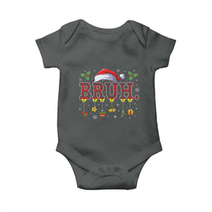 Christmas Bruh Baby Onesie Red Plaid Retro Xmas Pajamas Matching TS02 Dark Heather Print Your Wear