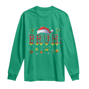 Christmas Bruh Long Sleeve Shirt Red Plaid Retro Xmas Pajamas Matching TS02 Irish Green Print Your Wear