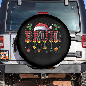 Christmas Bruh Spare Tire Cover Red Plaid Retro Xmas Pajamas Matching TS02 No hole Black Print Your Wear