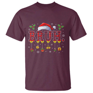Christmas Bruh T Shirt Red Plaid Retro Xmas Pajamas Matching TS02 Maroon Print Your Wear
