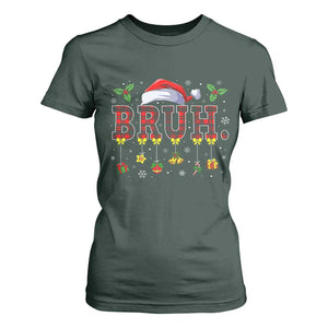 Christmas Bruh T Shirt For Women Red Plaid Retro Xmas Pajamas Matching TS02 Dark Forest Green Print Your Wear