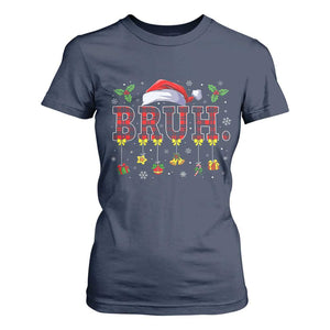 Christmas Bruh T Shirt For Women Red Plaid Retro Xmas Pajamas Matching TS02 Navy Print Your Wear